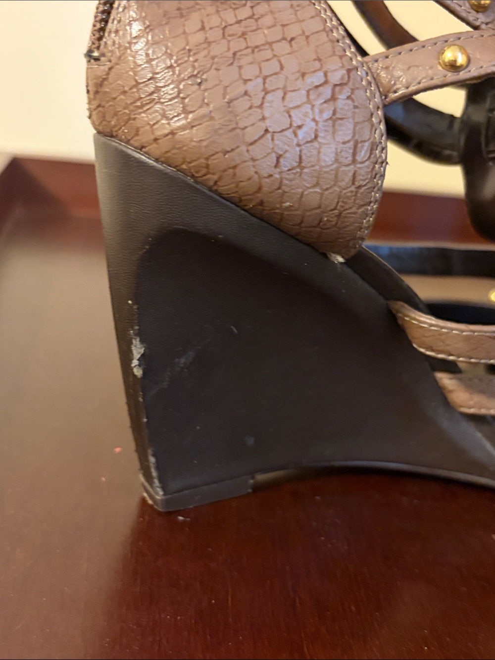 Studded Brown Strappy High-Heel Sandals - Women - Picture 4 of 6
